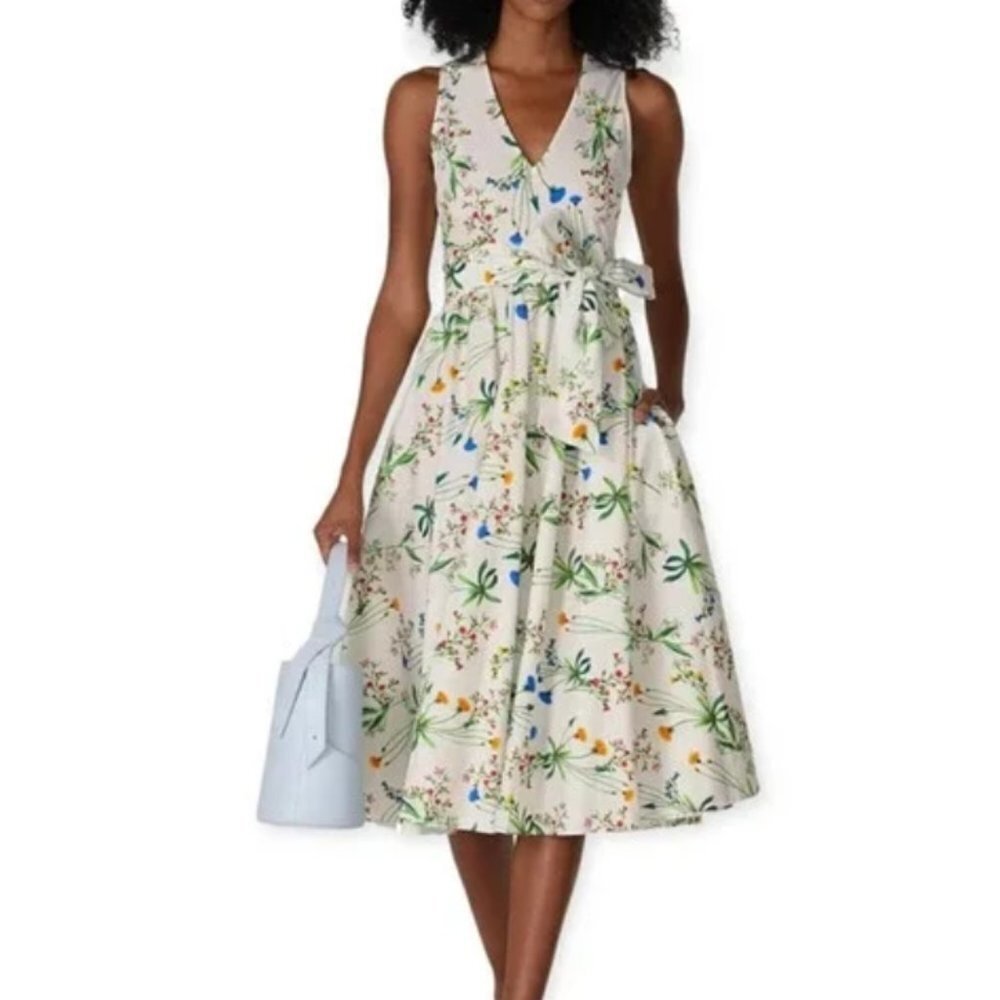 Marissa Webb collective floral a line tie midi dress